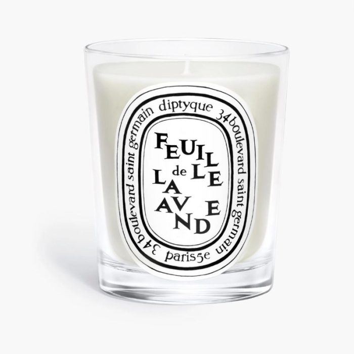 Diptyque Feuille de Lavande (Lavender Leaf) Classic Candle, White Background